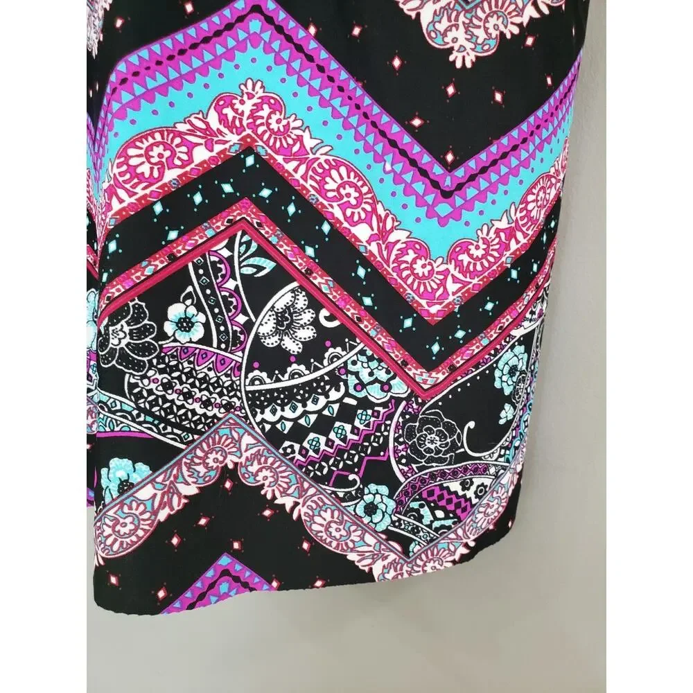 NEW Catherine's 16W Tankini Swim Top Shirt Tropical Plus Size Black‎ Vacation
